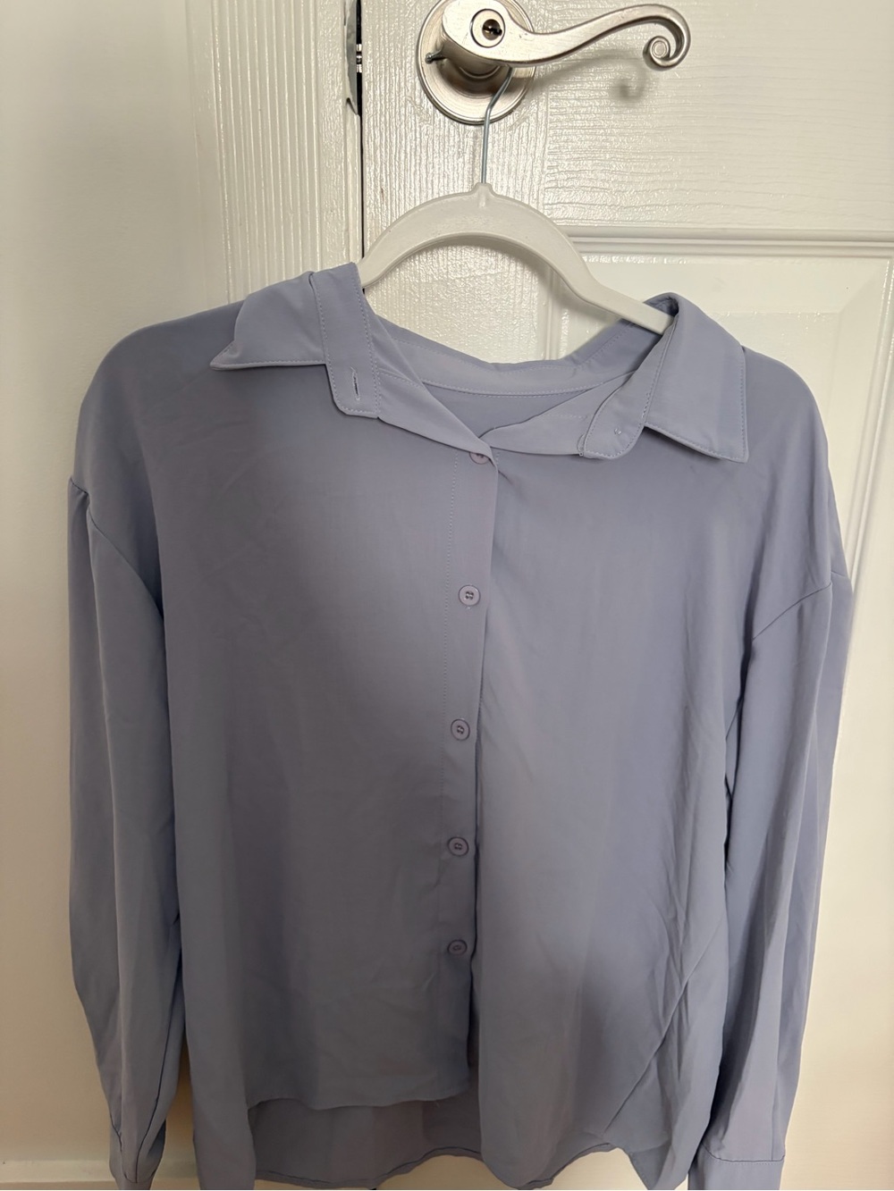 Light blue Women’s Button-Up Blouse - Casual Collared Top